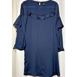Ann Taylor Women's Navy Blue Size 0 Lined Long Sleeve Dress